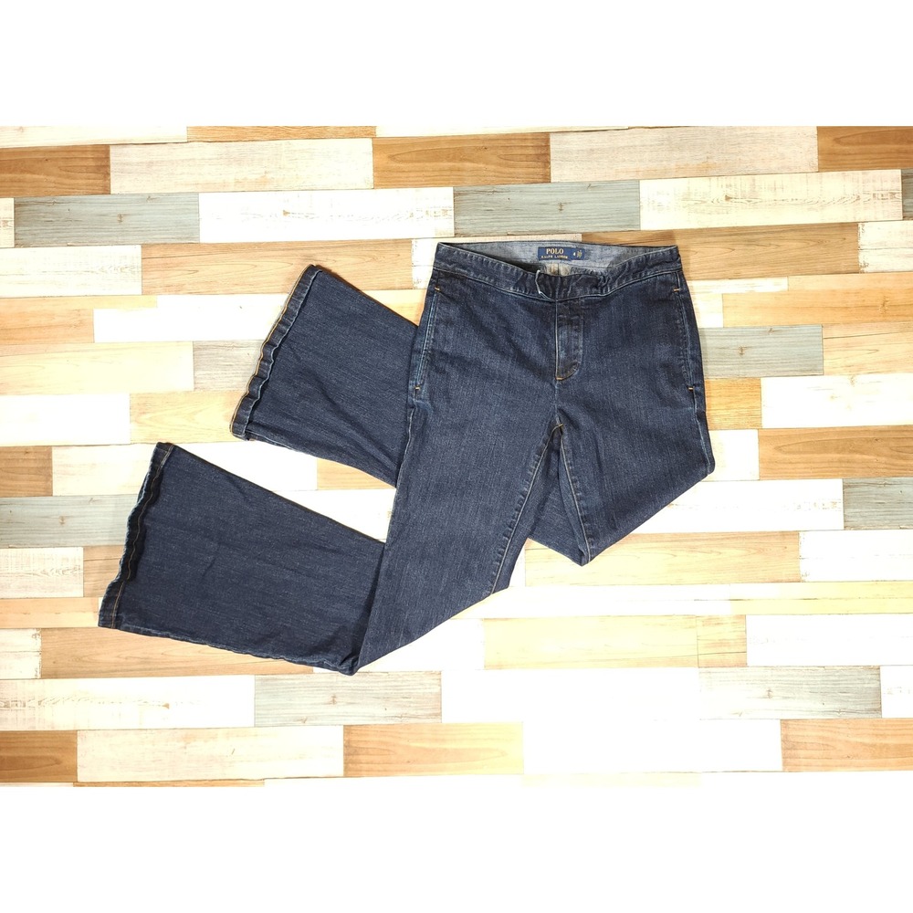 Polo Ralph Lauren Womens Dark Wash Flare Leg Denim Trouser Jeans Blue Size 4